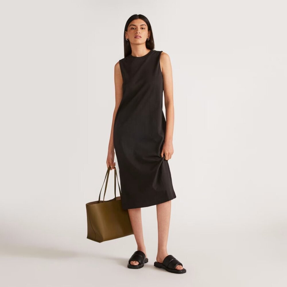 Everlane Size Small Black Sleeveless Weekend Tank Dress Midi Length GUC